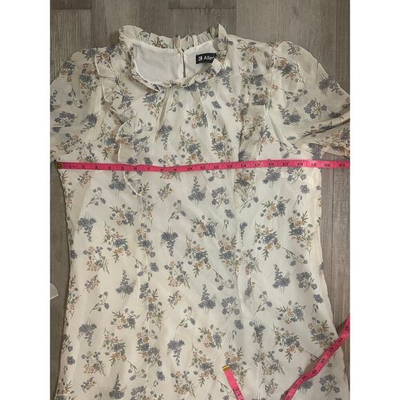 Allegra K Floral Chiffon Ruffle Mock Neck Swing Dress size medium - Picture 4 of 14